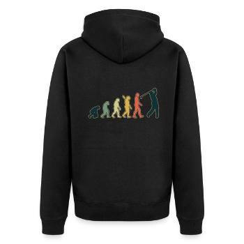 Golf Player Evolution Golf Club Golfer Golf - Unisex Premium Bio Zip Hoodie - Schwarz - Hinten - Nico (187cm)