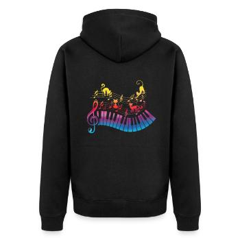 Pet Cat Love Playing Musical Sheets Musician - Unisex Premium Organic Zip Hoodie - black - Back - Nico (187cm)