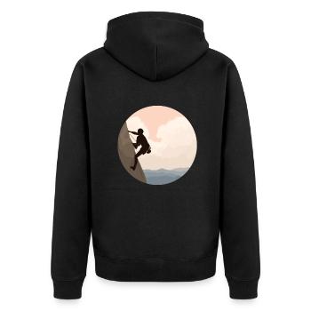 Speedklettern Alpinklettern Sportklettern Kraxler - Unisex Premium Bio Zip Hoodie - Schwarz - Hinten - Nico (187cm)