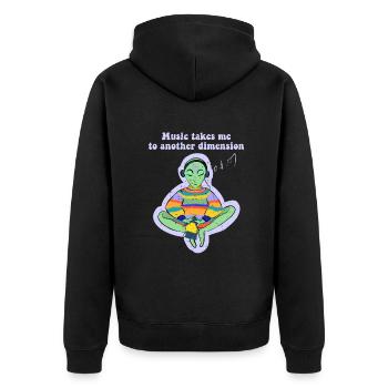 La musique m’emmène dans une autre dimension Ovni - Veste à capuche bio Premium Unisexe - noir - Dos - Nico (187cm)