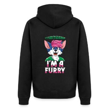 Schwer Zu Normal Pelziger Schwanz Ohr Pelzige Person Cosplay - Unisex Premium Bio Zip Hoodie - Schwarz - Hinten - Nico (187cm)