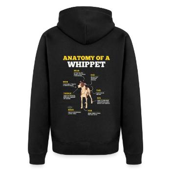 Definition Tier Haustier Anatomie Von Whippet Hund - Unisex Premium Bio Zip Hoodie - Schwarz - Hinten - Nico (187cm)