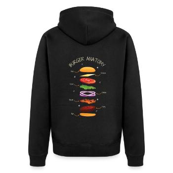 Lustige Definition Anatomie von Burger Fast Food - Unisex Premium Bio Zip Hoodie - Schwarz - Hinten - Nico (187cm)