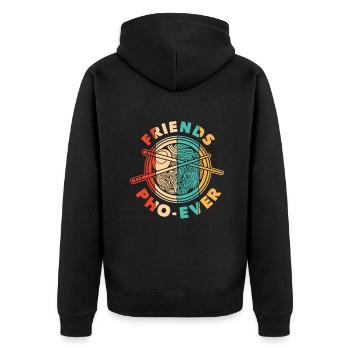 Freunde Pho Ever Bowl Miso Shoyu Lover Tonkotsu - Unisex Premium Bio Zip Hoodie - Schwarz - Hinten - Nico (187cm)
