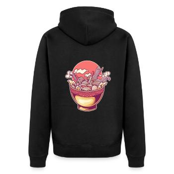Schüssel Miso Shoyu Liebhaber Tonkotsu Ramen - Unisex Premium Bio Zip Hoodie - Schwarz - Hinten - Nico (187cm)