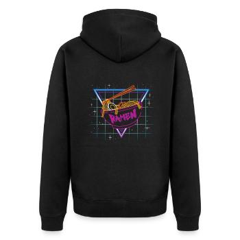 Miso Shoyu Bowl Liebhaber Tonkotsu Ramen - Unisex Premium Bio Zip Hoodie - Schwarz - Hinten - Nico (187cm)