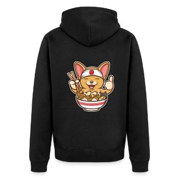 Ramen Hundenapf Miso Shoyu Lover Tonkotsu Ramen - Unisex Premium Bio Zip Hoodie - Schwarz - Hinten - Nico (187cm)