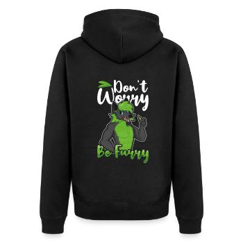 Ehrfürchtiger Fuchs Stolzes pelziges Schwanzohr pelzige Person sein - Unisex Premium Bio Zip Hoodie - Schwarz - Hinten - Nico (187cm)