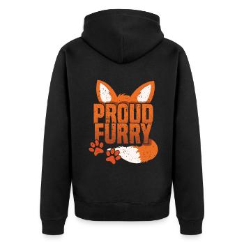Stolzer pelziger Schwanz Ohr pelzige Person Fuchs Cosplay - Unisex Premium Bio Zip Hoodie - Schwarz - Hinten - Nico (187cm)