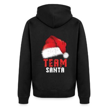 Dezember 2021 Winter Team Weihnachtsmann Weihnachten - Unisex Premium Bio Zip Hoodie - Schwarz - Hinten - Nico (187cm)