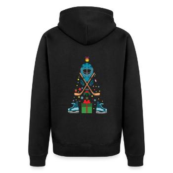 Dezember 2021 Winter Hockeyspieler Weihnachten - Unisex Premium Bio Zip Hoodie - Schwarz - Hinten - Nico (187cm)