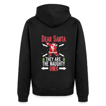 Dear Santa Naughty Ones Winter December Christmas - Unisex Premium Organic Zip Hoodie - black - Back - Nico (187cm)