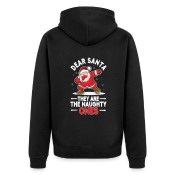 Dab Santa Naughty Ones December Winter Christmas - Unisex Premium Organic Zip Hoodie - black - Back - Nico (187cm)