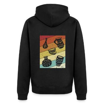 Retro Hobby Pottery Pro Wheel Lover Pottery - Unisex Premium Bio Zip Hoodie - Schwarz - Hinten - Nico (187cm)