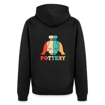 Retro Pottery Hobby Pottery Pro Wheel Lover - Unisex Premium Bio Zip Hoodie - Schwarz - Hinten - Nico (187cm)