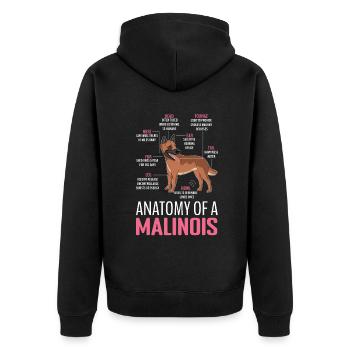 Propriétaire de chien de compagnie Berger Anatomie Du Malinois Belge - Veste à capuche bio Premium Unisexe - noir - Dos - Nico (187cm)