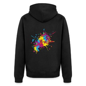 Bunte Farbe Athlet Ball Spiel Sport Basketball - Unisex Premium Bio Zip Hoodie - Schwarz - Hinten - Nico (187cm)