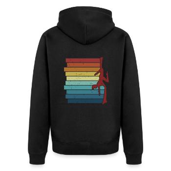 Retro-Gymnastik Aerial Yoga Luftakrobatänzer - Unisex Premium Bio Zip Hoodie - Schwarz - Hinten - Nico (187cm)