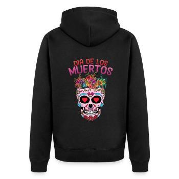 Heart Mexican Floral Muertos Day Of Dead Halloween - Unisex Premium Organic Zip Hoodie - black - Back - Nico (187cm)