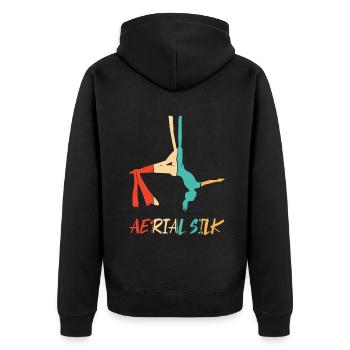 Retro Luftakrobat Gymnastik Aerial Yoga Tänzer - Unisex Premium Bio Zip Hoodie - Schwarz - Hinten - Nico (187cm)