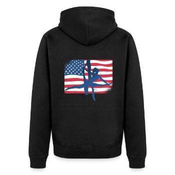 Amerikanische Flagge Luftakrobat Gymnastik Aerial Yoga - Unisex Premium Bio Zip Hoodie - Schwarz - Hinten - Nico (187cm)