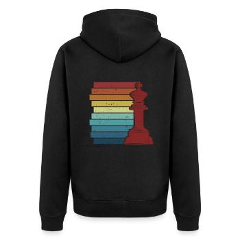 Retro Großmeister Dame Spieler Profi Schach - Unisex Premium Bio Zip Hoodie - Schwarz - Hinten - Nico (187cm)