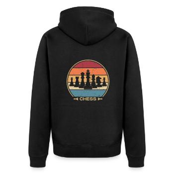 Retro Dame Spieler Großmeister Profi Schach - Unisex Premium Bio Zip Hoodie - Schwarz - Hinten - Nico (187cm)
