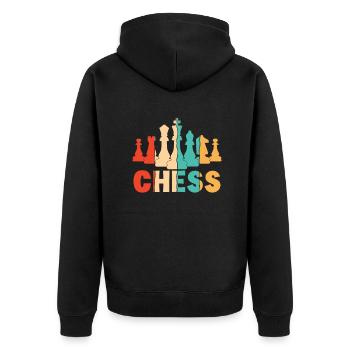 Joueur rétro Grand maître Reine Échecs professionnels - Veste à capuche bio Premium Unisexe - noir - Dos - Nico (187cm)