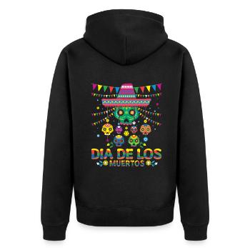 Party Mexiko Blumenmuertos Tag der Toten Halloween - Unisex Premium Bio Zip Hoodie - Schwarz - Hinten - Nico (187cm)