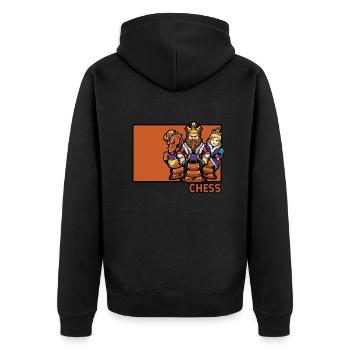 Chess Doodle Chinesischer Hanzi-Dame-Spieler - Unisex Premium Bio Zip Hoodie - Schwarz - Hinten - Nico (187cm)