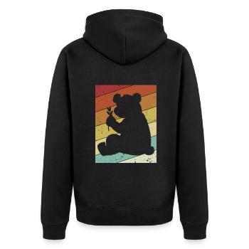 Retro Panda Bear Ailuropoda Melanoleuca Friend - Unisex Premium Organic Zip Hoodie - black - Back - Nico (187cm)