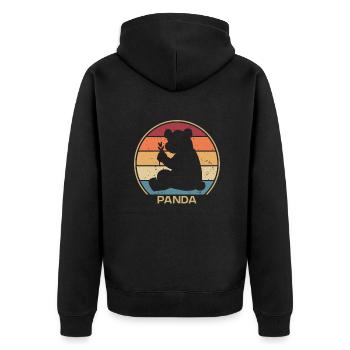 Retro Panda Bear Friend Ailuropoda Melanoleuca - Unisex Premium Organic Zip Hoodie - black - Back - Nico (187cm)
