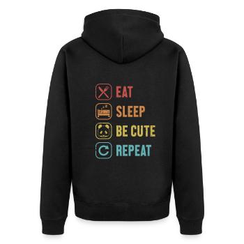 Essen Schlafen Süß sein Wiederholung Pandabär Freund Liebhaber - Unisex Premium Bio Zip Hoodie - Schwarz - Hinten - Nico (187cm)
