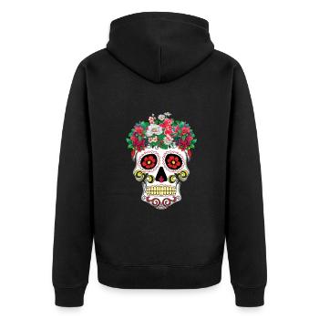 Tête de fleur Dia De Los Muertos Jour De Mort Floral - Veste à capuche bio Premium Unisexe - noir - Dos - Nico (187cm)