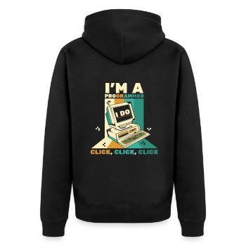 I'm A Programmer Click Softwareingenieur Coder - Unisex Premium Bio Zip Hoodie - Schwarz - Hinten - Nico (187cm)