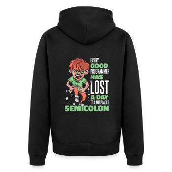 A perdu un jour à cause d’un codeur de points-virgules égaré - Veste à capuche bio Premium Unisexe - noir - Dos - Nico (187cm)