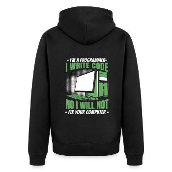 No I Will Not Fix Your Computer Developer - Unisex Premium Organic Zip Hoodie - black - Back - Nico (187cm)