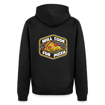 Will Code For Pizza Developer Coder Programmer - Unisex Premium Organic Zip Hoodie - black - Back - Nico (187cm)