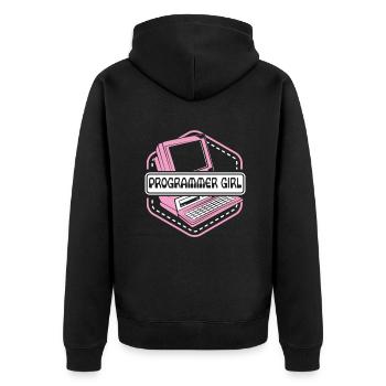 Programmer Girl Softwareingenieur Developer - Unisex Premium Bio Zip Hoodie - Schwarz - Hinten - Nico (187cm)