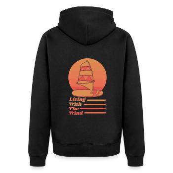 Living With The Wind Surfer Water Sports Windsurfing - Unisex Premium Organic Zip Hoodie - black - Back - Nico (187cm)