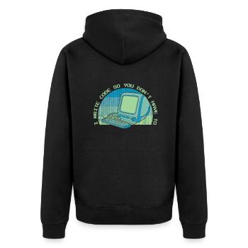 I Write Code So You Don't Have To Developer - Unisex Premium Bio Zip Hoodie - Schwarz - Hinten - Nico (187cm)