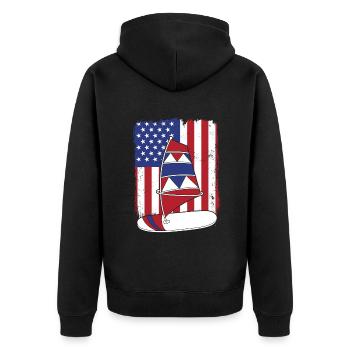 Planche à voile Drapeau américain Wellenreiter Surfer - Veste à capuche bio Premium Unisexe - noir - Dos - Nico (187cm)