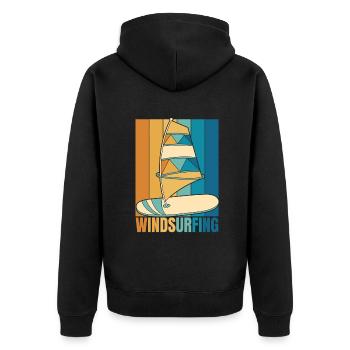 Retro Sports nautiques Surfeurs Surfeurs Planche à voile - Veste à capuche bio Premium Unisexe - noir - Dos - Nico (187cm)