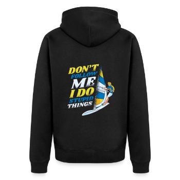 Ne me suivez pas je fais des choses stupides surfeur - Veste à capuche bio Premium Unisexe - noir - Dos - Nico (187cm)