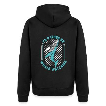 I'd Rather Be Whale Watching Cachalot Cetacea - Unisex Premium Organic Zip Hoodie - black - Back - Nico (187cm)