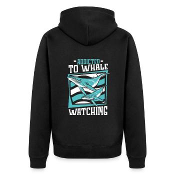 Addicted To Whale Watching Cetacea Cachalot Whale - Unisex Premium Organic Zip Hoodie - black - Back - Nico (187cm)