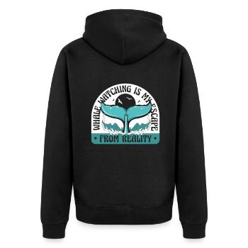 Is My Escape From Reality Blue Beluga Cetacea - Unisex Premium Organic Zip Hoodie - black - Back - Nico (187cm)