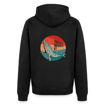 Totally Whaled It Blue Beluga Cachalot Whale - Unisex Premium Organic Zip Hoodie - black - Back - Nico (187cm)