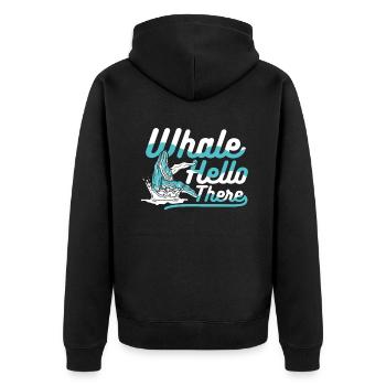 Whale Hello There Blue Beluga Cachalot Whale - Unisex Premium Organic Zip Hoodie - black - Back - Nico (187cm)