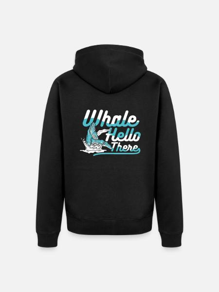 Wal Hallo, Blauer Beluga, Pottwal - Unisex Premium Bio Zip Hoodie - Schwarz